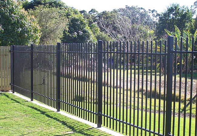 Commercial ornamental iron fence