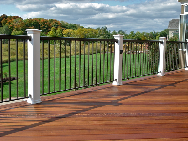 Vinyl and iron deck railing